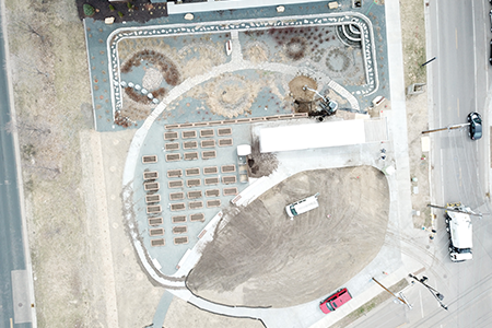 Aerial view of Towerside District stormwater management system