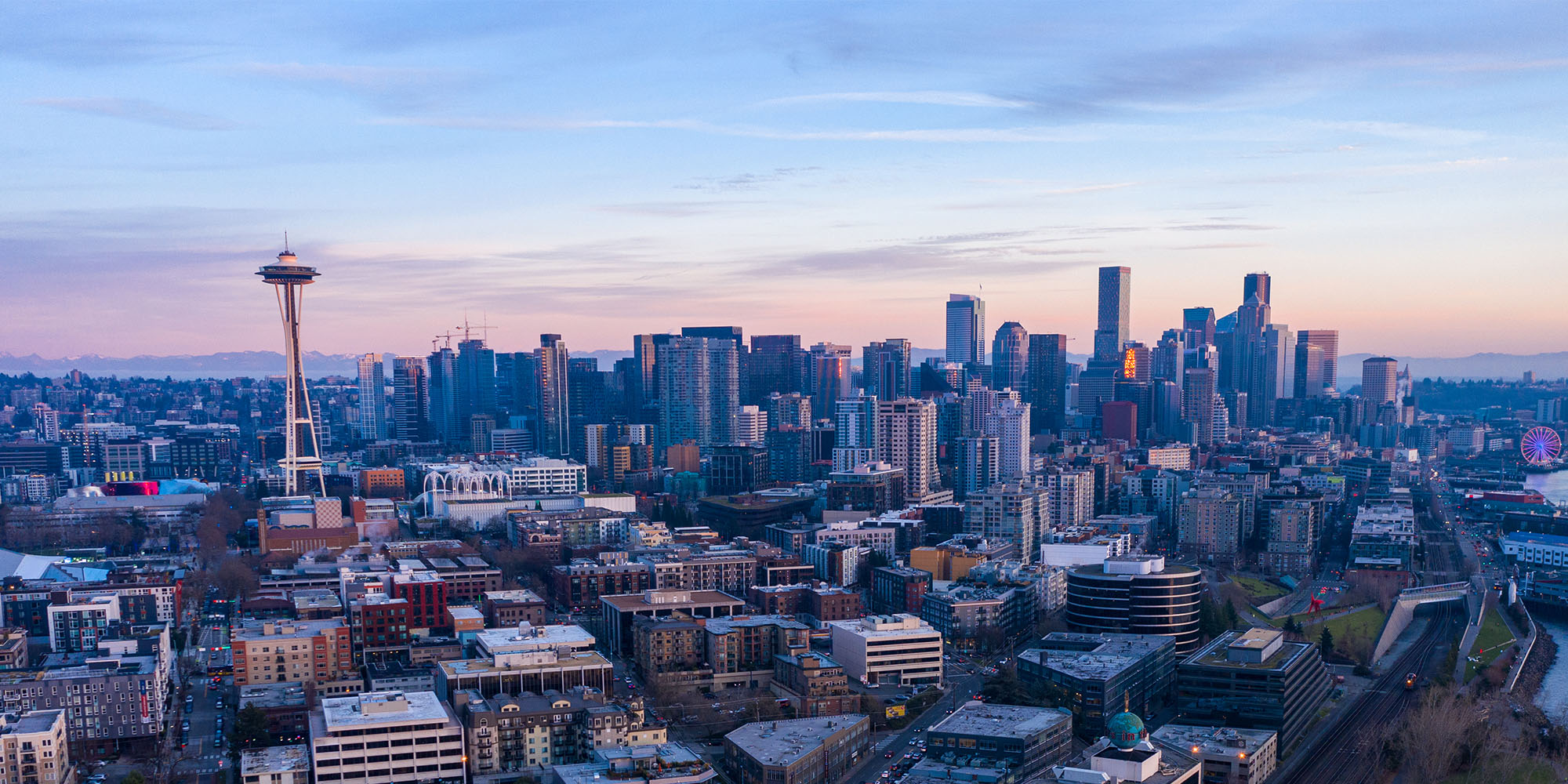Seattle skyline at sunset