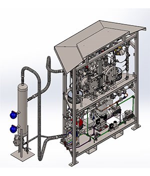 Graphic of a steam methane reformer used for producing hydrogen.