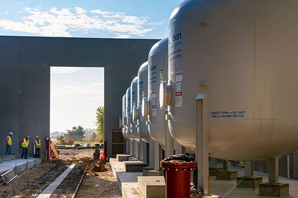 Water treatment vessels being installed for City of Bemidji