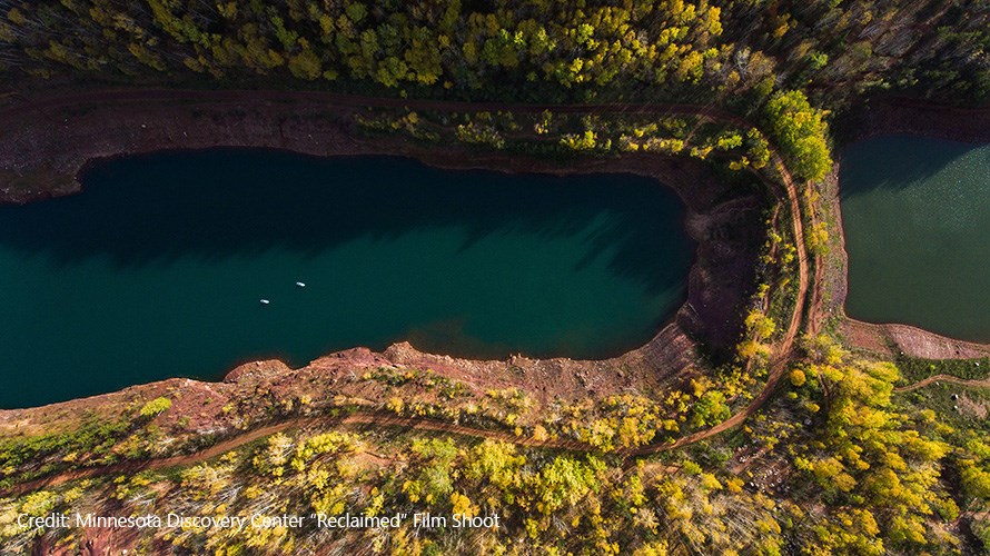 Aeriel view of the scenic trails the Redhead Mountain Bike Park in northern Minnesota.