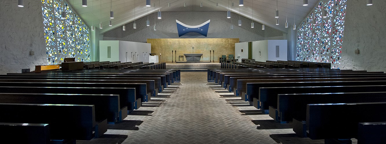 The interior of the chapel, designed by architect Marcel Breuer, at the University of Mary in Bismarck, North Dakota.