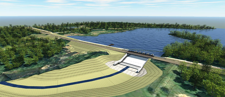 Spillway and modification concept for Lake Bronson Dam