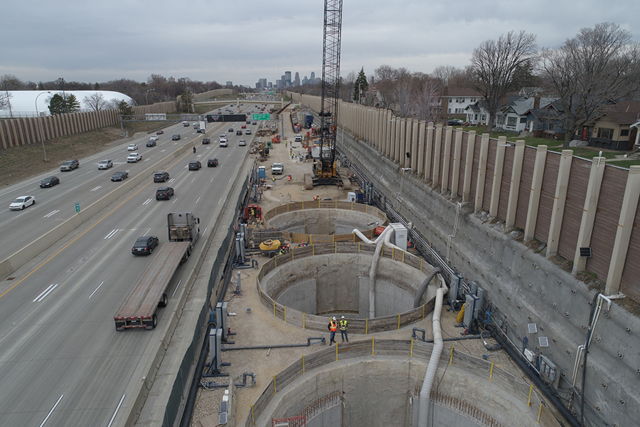 The six 42-foot-diameter, 82- to 84-foot-deep connected tanks can collectively hold 4.5 million gallons of stormwater, the equivalent of seven Olympic-size swimming pools.